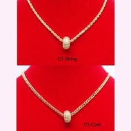 [VJ]Cop916🔥Premium Charm CZ Necklace 999.9 Bangkok Gold Plated [Rantai Leher Charm]