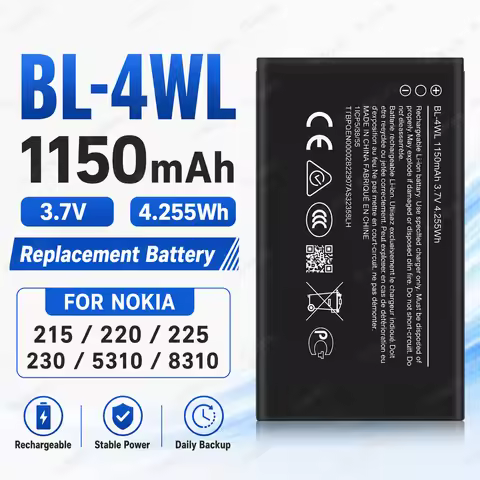 BL-4WL Battery 1150mAh 3.7V Li-Polymer Rechargeable Replacement Battery For Nokia 215 220 225 230 53