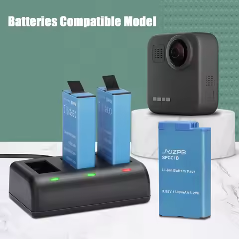 JYJZPB 1600mAh MAX Replacement Lithium Battery 6.16Wh 3-Packs and 3-Channel Battery Charger Compatib