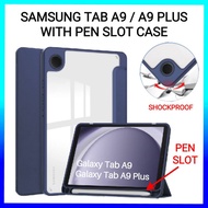 Samsung Tab A9 / A9 Plus High Quality Transparent Acrylic Anti-Bending Pen Slot Case
