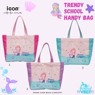 Icon Girl Cartoon Mermaid Vibes Handy Bag in 3 colors print as Tote Handy Bag to library , school  o