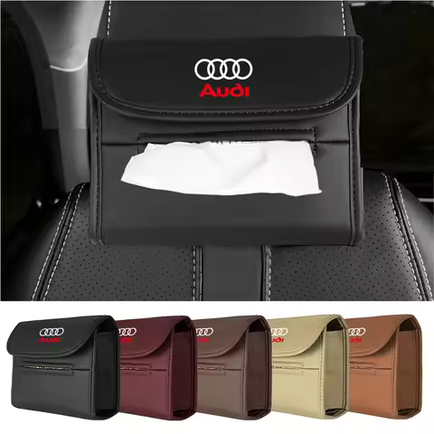 PU Leather Car Seatback Tissue Storage Bag Sun Visor Tissue Box Accessories For Audi Sline A3 A4 B8 