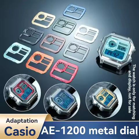 Upgrade Metal Mod Kit Polished & Brushed Dial Faceplate Back Cover For Casio AE1200 AE1300 3299 Modu