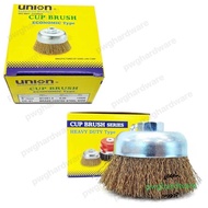 3" UNION CUP BRUSH M10 X 1.5MM BRASS COATED STEEL WIRE / UNION WIRE WHEEL CUP BRUSH COPPER FOR ANGLE