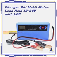 Taffware Charger Aki Mobil Motor Lead Acid 12-24V 10A with LCD Blue