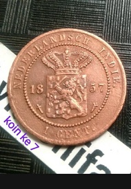 koin 1 cent nederland indie 1856 1857 wilhelmina