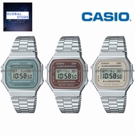 Casio Vintage A168WA Stainless Steel Band Unisex Watch A168WA-3A, A168WA-5A ,A168WA-8A