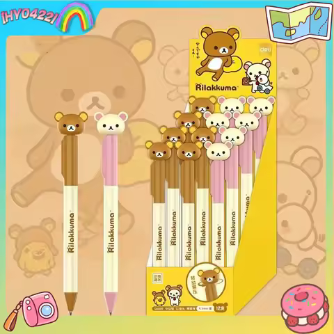Cartoon Rilakkuma Qs002 Cute Bear Retractable Gel Pen 0 5 Mm St Nib Black Ink Smooth Rotating Writin