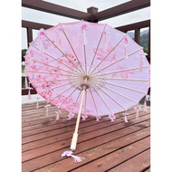 Payung Rumbai Kelopak Gaya Kuno untuk Wanita, Fotografi Kain Sutera Prop Payung Hanfu, Payung Tarian