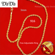 emas 916 original malaysia rantai leher perempuan Gold Necklace Womens Gold Heart Pendant Chain Love