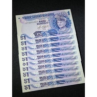 Siri 5 Satu Ringgit [10 KEPING - AUNC] 1982-1984 Koleksi Aziz Haji Taha-Sign Terindah $1 Duit lama K