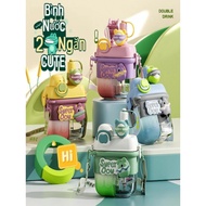 Water bottle for children - Super cute 2-compartment school water bottle