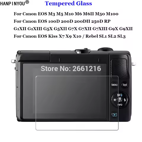Fr Canon EOS M3 M5 M10 M6 M50 M100 100D 200D 250D RP R G1 G5 G7 G9 X Mark II III SL2 SL3 Tempered Gl