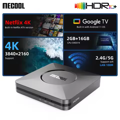 TV Box Android MECOOL 2025 M2 Pro Google TV 11 With Netflix Certification 2+16G 4K S905Y4 2T2R WIFI5
