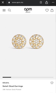 [NEW] APM Monaco SOLEIL 18K Yellow Gold Plated Stud Earrings | 全新耳環