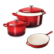 【จัดส่งภายใน 24 ชม】Enamel pot, French saucepan, soup pot, deep hot pot, saucepan, 18cm/20cm/24 cm cool colored cast iron pot