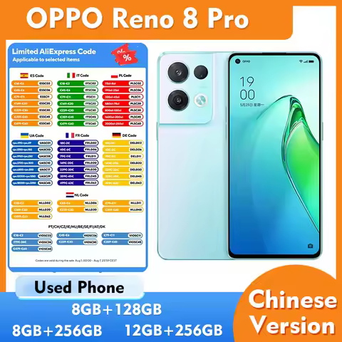 OPPO Reno8 Pro 5g Smartphone 256GB ROM Screen 6.62-Inches 50MP Camera Battery 4500mAh Android Used P