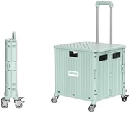 Foldable Shopping Trolley Cart 65L Large Grocery Portable Plastic Folding Shopping Cart (B: 4-Wheel