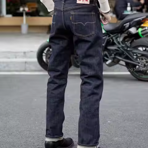 Red Tornado 666 Style Men's Slim Straight Jeans 21OZ Heavyweight Selvedge Raw Denim Pants