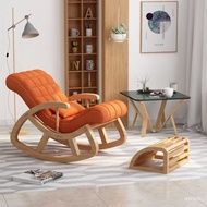 Solid Wood Rocking Chair Leisure Chair Adult Wood Recliner Snap Chair Balcony Lazy Sofa for Middle-Aged and Elderly Peop
