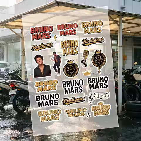 Popular Singers B-Bruno Mars Motorcycle Stickers Car Body Vinyl Stickers Laptop Wall Decals Car Modi