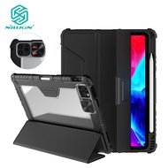 Nillkin iPad เคส สำหรับ iPad Pro 11 12.9 10.2 10.9 2022 2021 2020 2019 / iPad gen 9 2021 / iPad Air 5 / iPad mini 6 2021 / iPad 8th gen / iPad Air 4 แม่เหล็กเคสไอแพดป้องกันกล้องฝาครอบที่ใส่ดินสอ Auto Sleep ฝาครอบหนัง