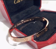 正品Cartier卡地亞 玫瑰金無鑽寬版手鐲bracelet
 size:15-21全套證書