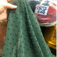 E002 - Chiffon fabric embroidered with old green beads (2m x 1.5m), no stretch
