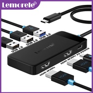 Lemorele TC122 6 in 1 USB C Docking Station Hub Dual HDMI 4K 30Hz Plug and Play