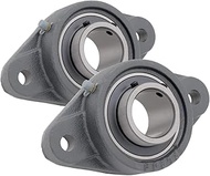 [2-Pack] - UCFL209-28 - 2-Bolt Flange-Mount Ball Bearing Unit, Insert Bearing UC209-28, Cast Iron Ho