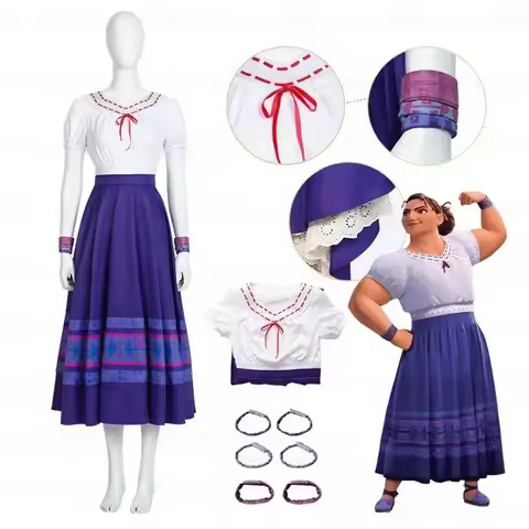 Encanto Madrigal Costume Dress for Women Luisa Cosplay Princess Dresses Clothes Halloween Adult