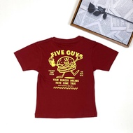 KATUN MERAH Bronkis Junior Boys' Red T-shirt with Five Guys Pattern ages 1 month - 6 years Combed Co