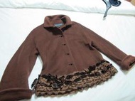夏姿SHIATZY CHEN ~超美超有質感的咖啡色刺繡蕾絲毛料短外套短大衣(38號) ~收藏品割愛