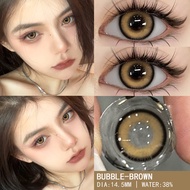 {แว่นตาสายตาสั้น -1.00~-6.00} 💧 2pcs BUBBLE Series สีน้ำตาล คอนแทคเลนส์ตาตุ๊กตา เลนส์สีน้ำตาลธรรมชาต
