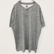 古著 Lee 短袖亨利領 T 卹，半扣，純色，簡約設計，normcore，XL 碼