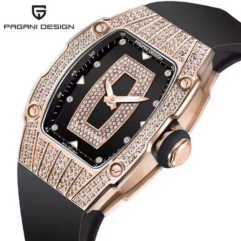 PAGANI DESIGN Luxury Women Fashion Tonneau Quartz Watch Swiss Ronda Movt Diamond Studded Ladies Eleg