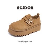 Agsdon | รองเท้าบูท UGG หนังสำหรับผู้หญิง พื้นหนา เพิ่มความสูง อบอุ่นสำหรับฤดูหนาว