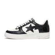 A Bathing Ape BAPE STA #3 Embossed Leather Meteor Shoes Black White Casual Shoes Men's Shoes BAPE-39