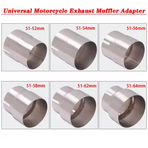Universal Motorcycle Exhaust Adapter Ecsape Moto 51mm to 52mm 54mm 56mm 58mm 62mm 64mm Muffler Pipe 