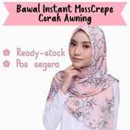 Tudung Bawal Instant Mosscrepe awning corak Ironless