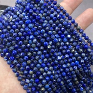 ลูกปัดขนาดเล็ก Lapis Lazuli หินธรรมชาติแบบตัดเหลี่ยมเพชรพลอยส่องแสง2/3/4/5/6มม.