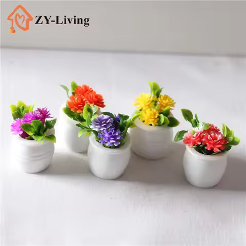 3Pcs Random Dollhouse Plant, Miniature Bonsai Plant, Mini Potted Plant, Flower Model, Small Fake Gre