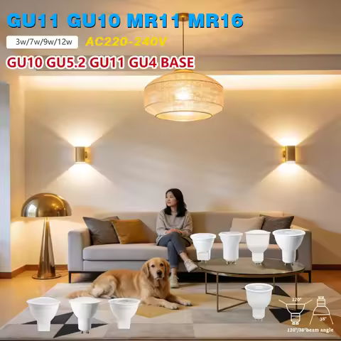 4Pack LED Mini Reflector Spot Bulb GU11 MR11 Lamp GU10 GU4 GU5.3 Base AC 220V 3W 9W 12W 38° Beam Ang