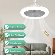 [Fancytoy] Small Ceiling Fan With Light Remote Control E27 Lamp Holder Fan Adjustable Speed Enclosed Fan 85‑265V