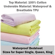 Waterproof Bedsheet Super Single Queen King Size Mattress Protector Baby Elderly