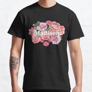 Men'S Funny Madison Boho Vintage Flower Name Collage T-Shirt Black Short Sleeve Cotton T Shirt Men Oversized Graphic T Shirts Xl S-4XL-5XL-6XL