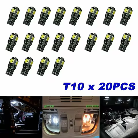 10/20PCS T10 168 2825 194 LED License Plate Light Bulbs 6000K Super Bright White