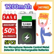 For Microphone Remote Control Metal Detector 6F22 Rechargeable Batteries 1200mAh 5pcs