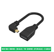 Micro HDMI To HDMI 90องศา อะแดปเตอร์ซ้ายชายหญิง HDMI Converter สาย3D 1080P สำหรับ PC HDTV โปรเจคเตอร์แล็ปท็อป