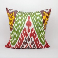 絲質 ikat 枕套烏茲別克斯坦傳統手工編織 ikat 用於家居室內